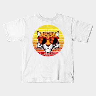 Groovy Stripes: A Retro Tiger Wearing Shades Kids T-Shirt